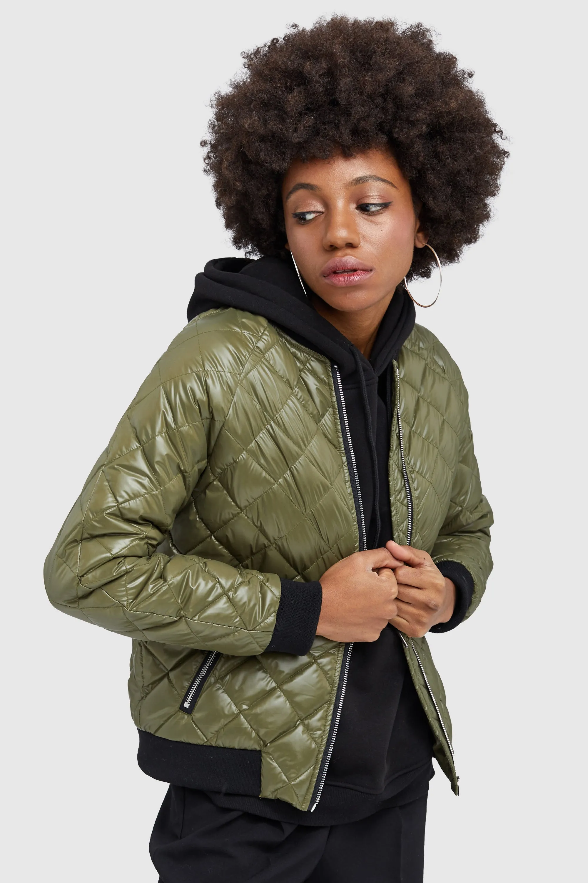 Plaid Style Lightweight Short Down Coat