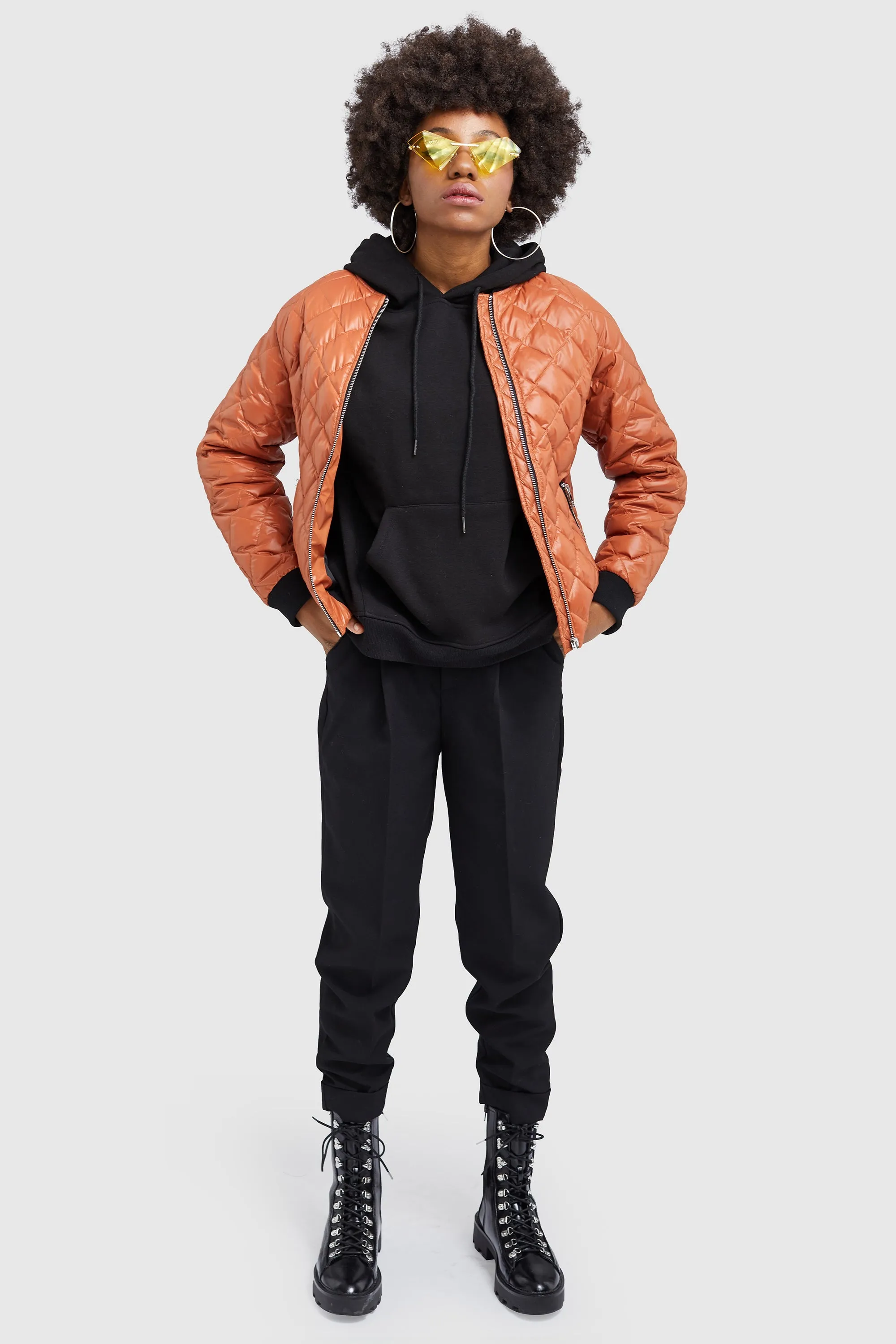 Plaid Style Lightweight Short Down Coat