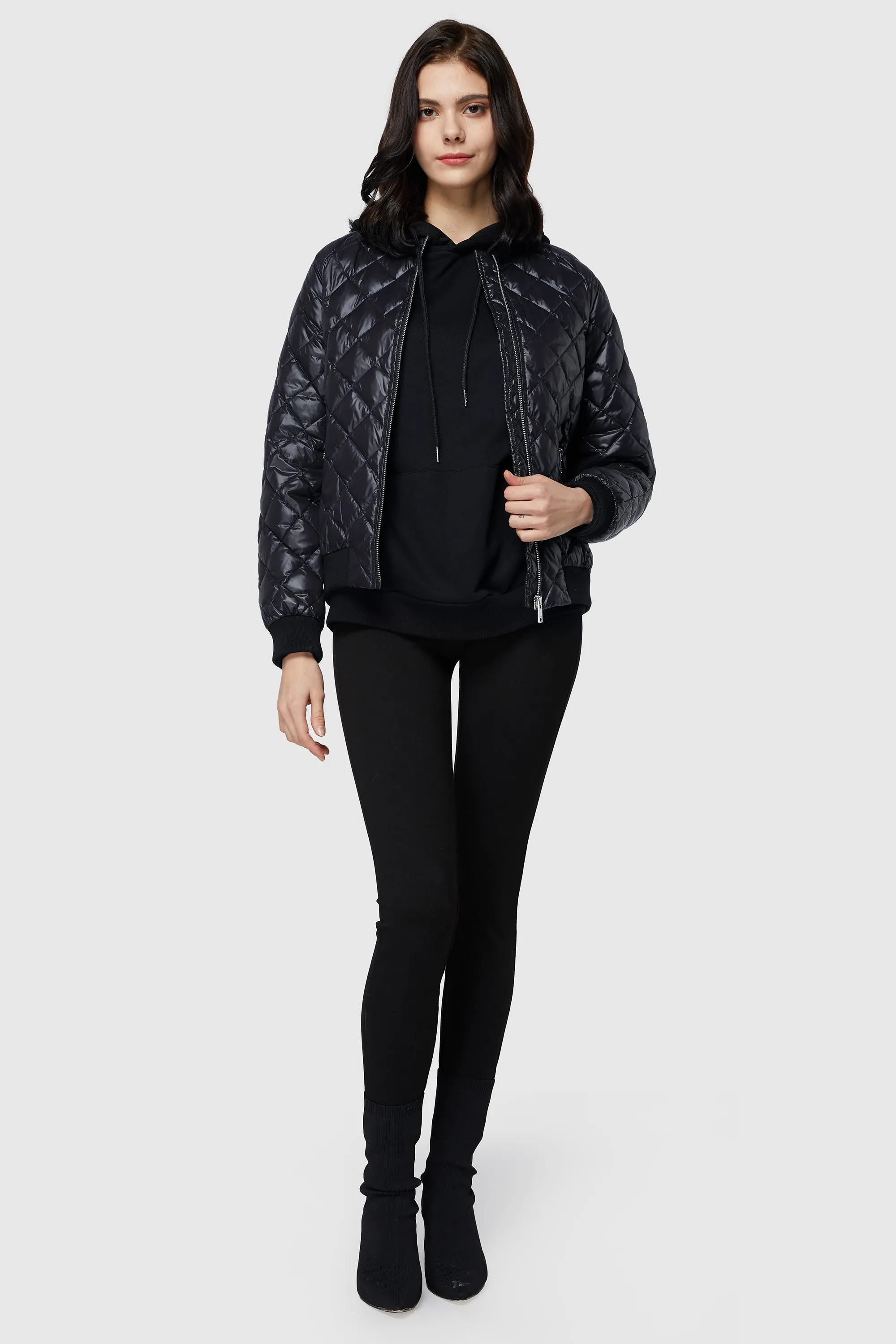 Plaid Style Lightweight Short Down Coat