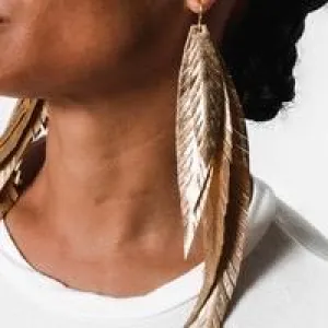 "Shake your tail feathers" Leather Earrings - Metallic Gold