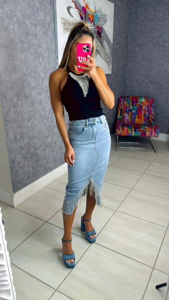 R329 Midi skirt with Rhinestone