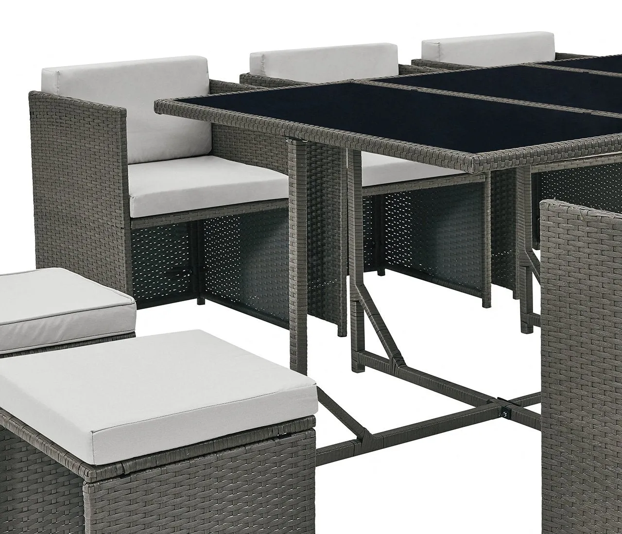 Rattan Garden Furniture Outdoor 11 Piece Cube Set Conservatory Patio Dining, Grey