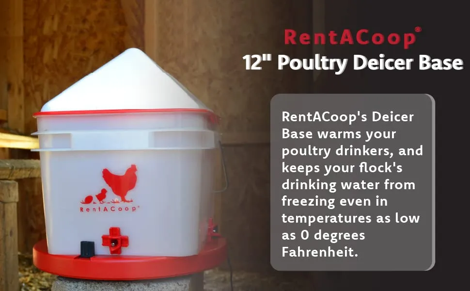 RentACoop 12" Poultry Deicer Base – Electric Heated Warmer for Poultry Waterers in Winter, Freeze Proof, Indoor/Outdoor Use