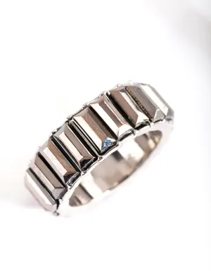 Rhodium Baguette Band Ring