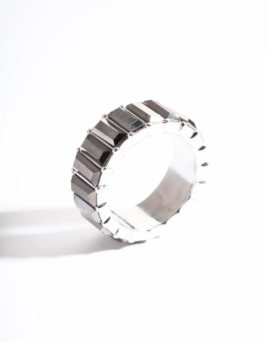 Rhodium Baguette Band Ring