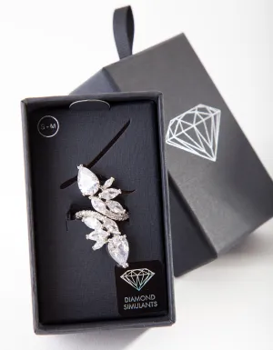 Rhodium Marquise Cubic Zirconia Wrap Ring