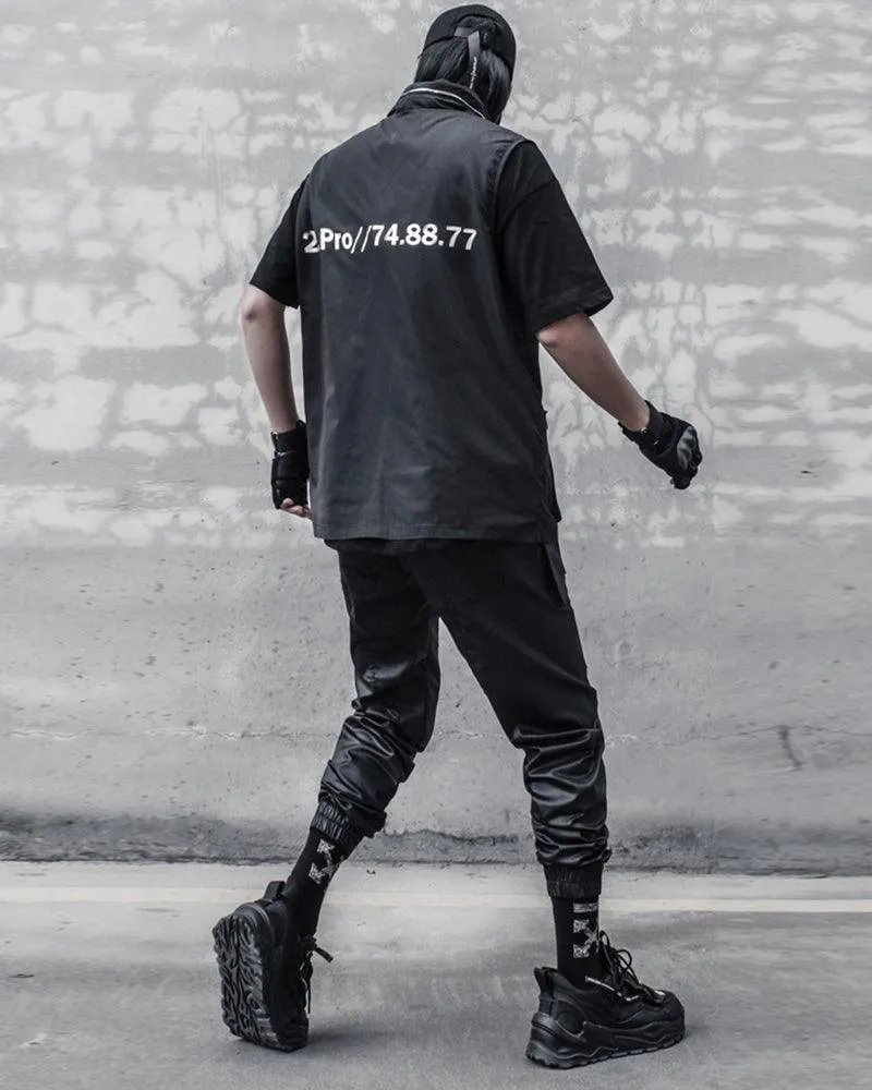 Ro Style Brush Wax Coating Black Cargo Pants