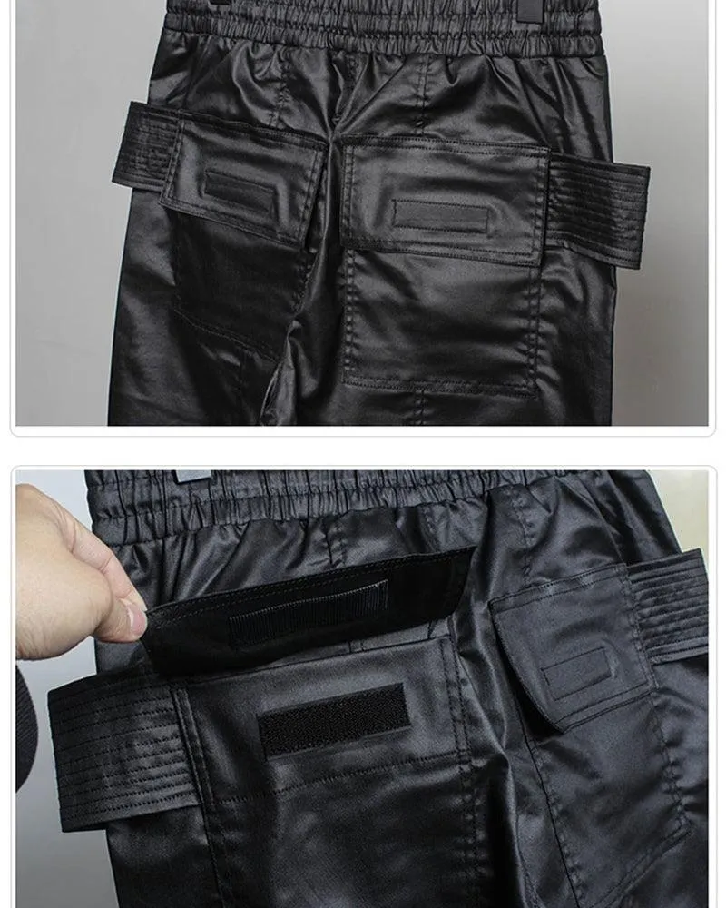 Ro Style Brush Wax Coating Black Cargo Pants