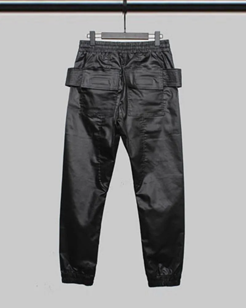 Ro Style Brush Wax Coating Black Cargo Pants