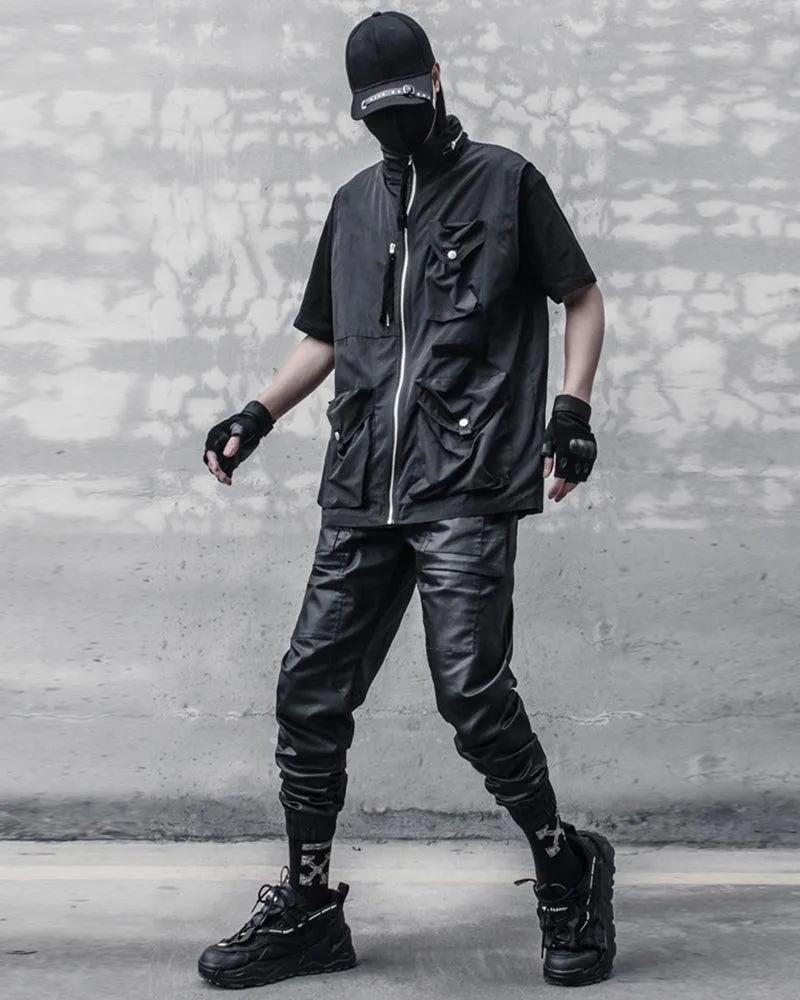 Ro Style Brush Wax Coating Black Cargo Pants