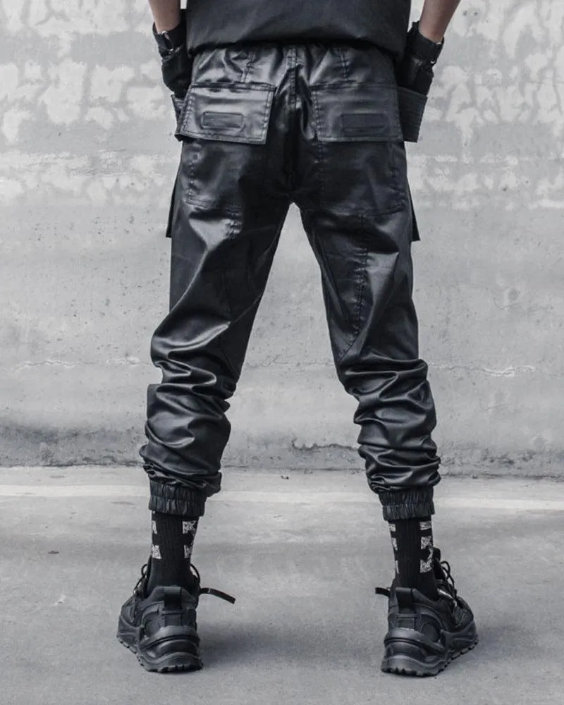 Ro Style Brush Wax Coating Black Cargo Pants