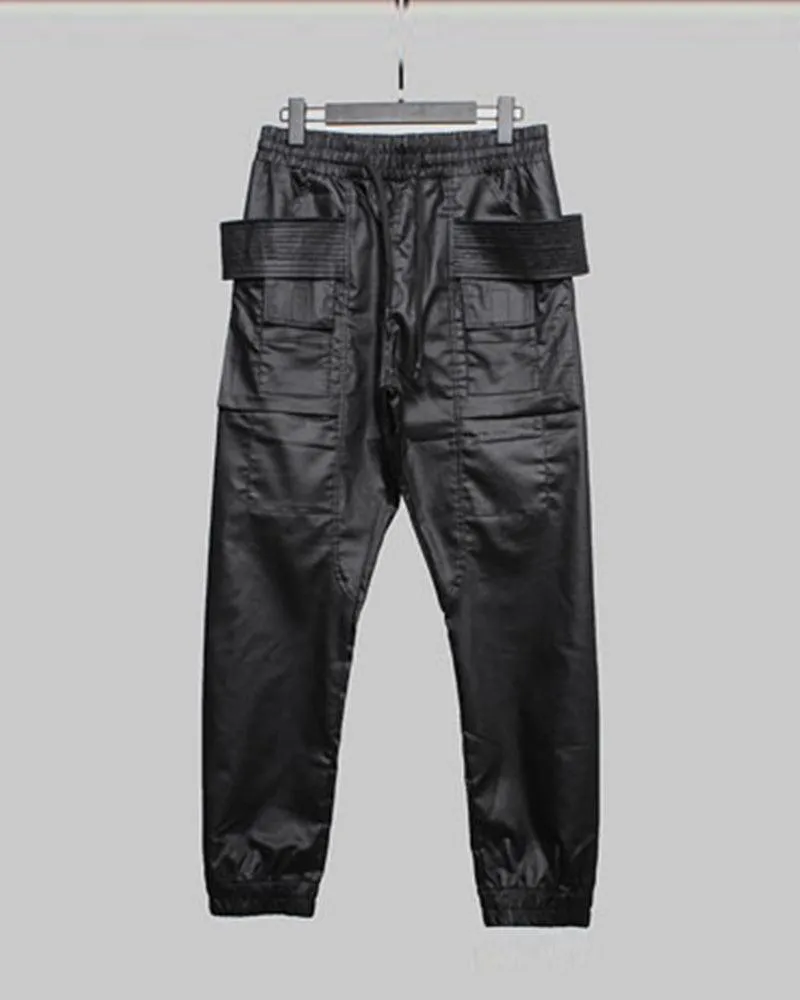 Ro Style Brush Wax Coating Black Cargo Pants