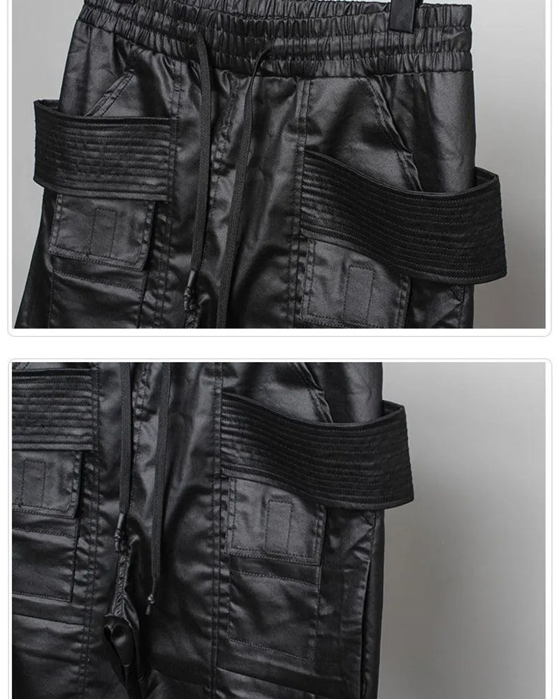 Ro Style Brush Wax Coating Black Cargo Pants