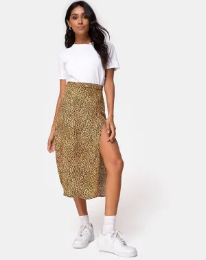 Saika Midi Skirt in Mini Tiger Brown