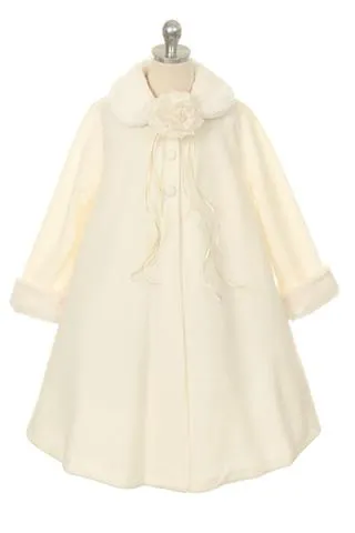 SALE KD127 Ivory Fleece Style Coat (2-12 years)