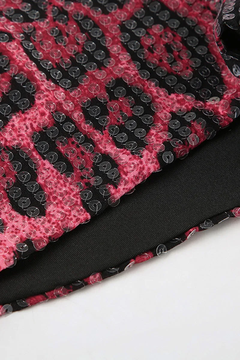 Sequin Leopard Print Micro Shorts