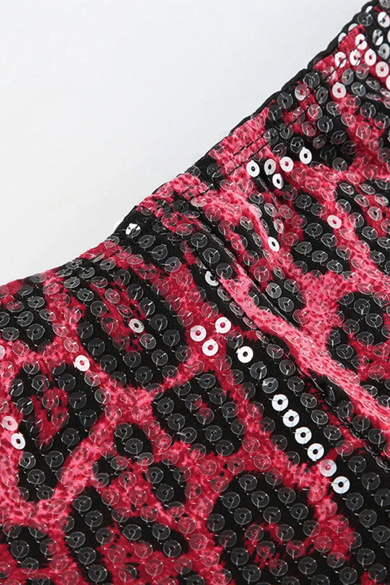 Sequin Leopard Print Micro Shorts