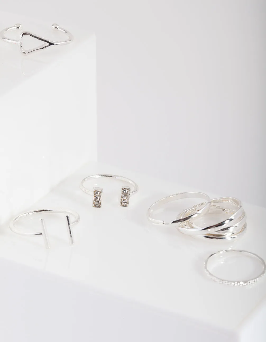 Silver Fine Mix Open Band Ring Pack