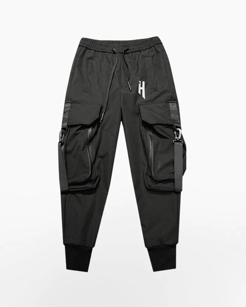 Street Style Techwear Black Slim Fit Cargo Pants