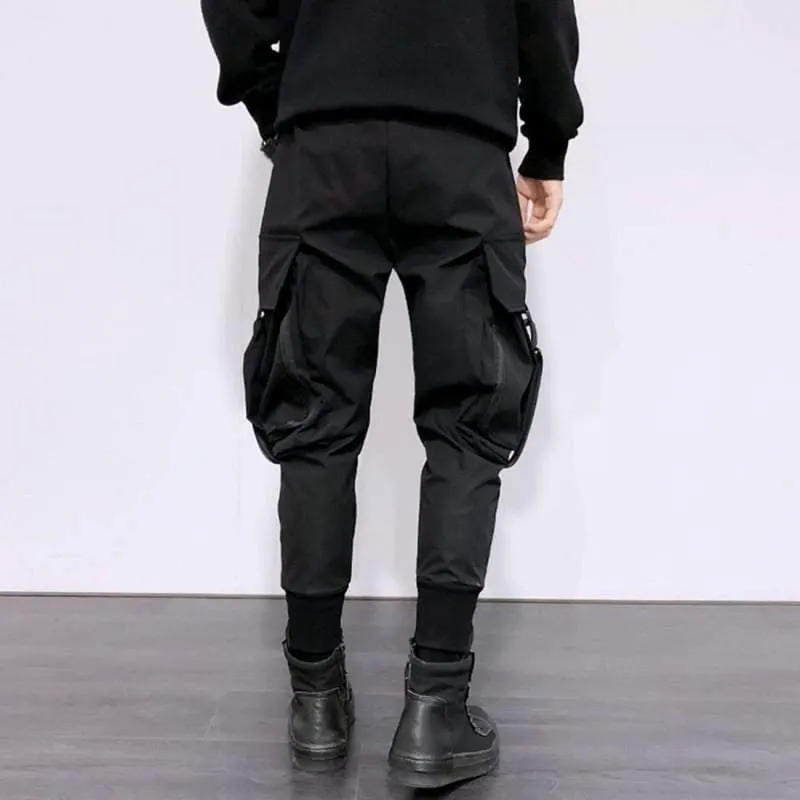 Street Style Techwear Black Slim Fit Cargo Pants
