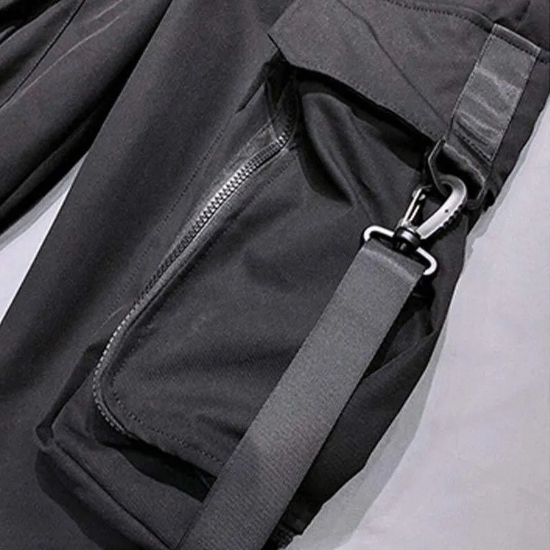 Street Style Techwear Black Slim Fit Cargo Pants