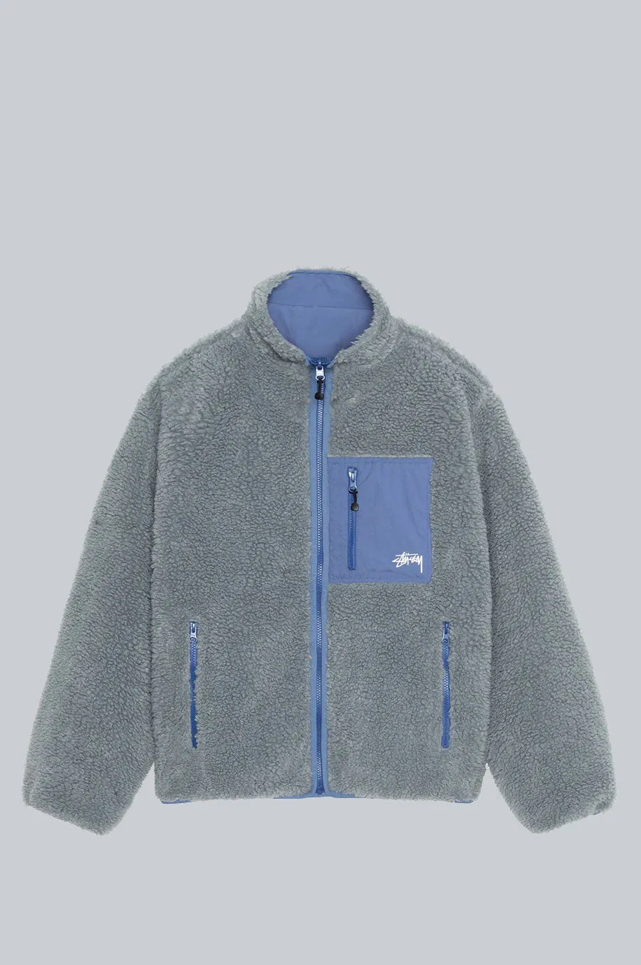 STUSSY SHERPA REVERSIBLE JACKET BLUESTONE