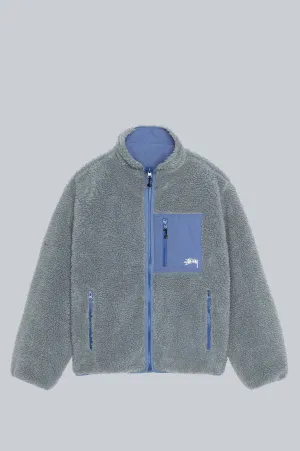 STUSSY SHERPA REVERSIBLE JACKET BLUESTONE