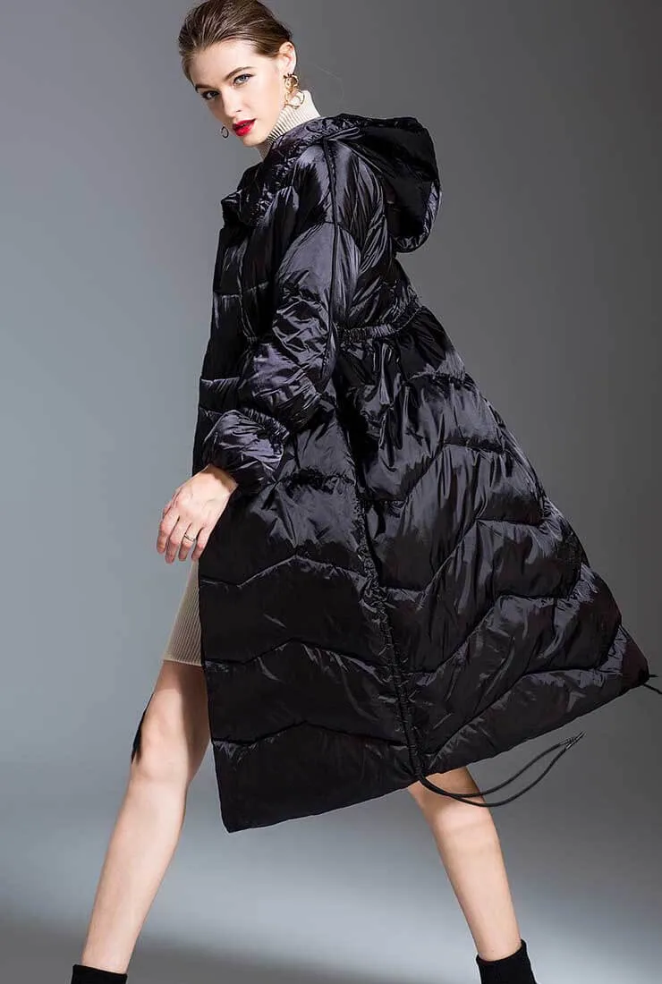 Thicken Mid-length Bright Loose Down Coat