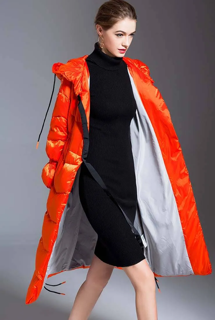Thicken Mid-length Bright Loose Down Coat