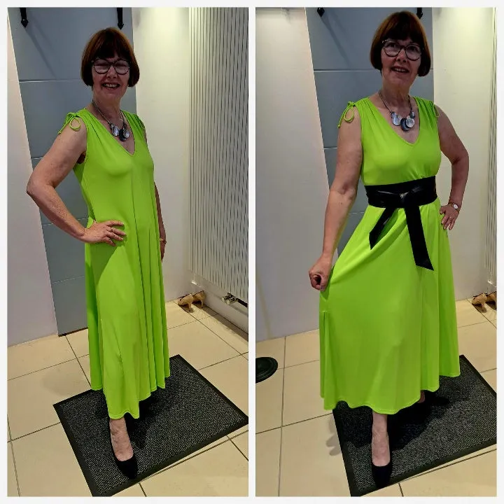 Tie shoulder A line midi dress