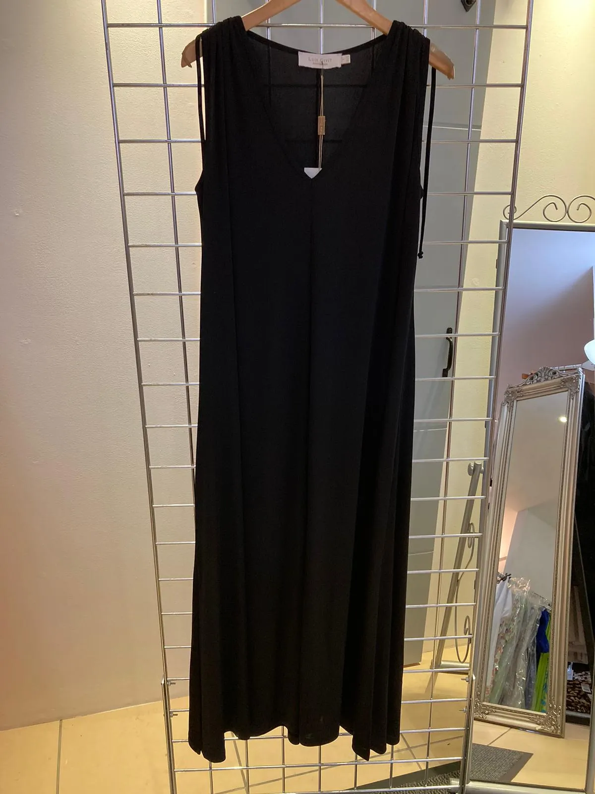 Tie shoulder A line midi dress
