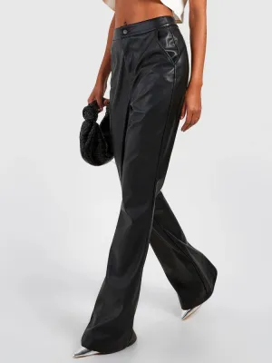 Trend4us Vintage Black Faux Leather Flare Pants