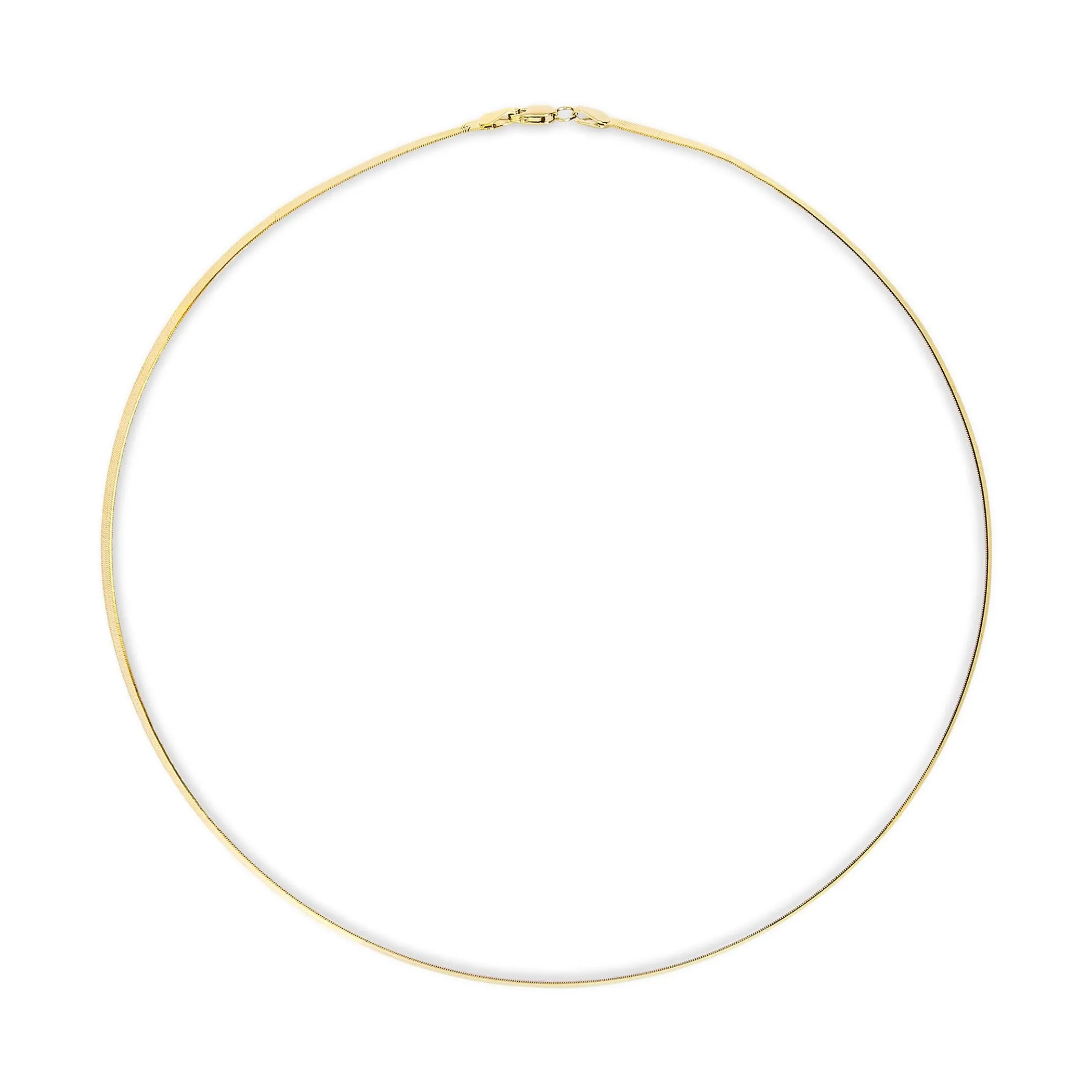 Unisex Solid 14K Gold 2.8mm Imperial Herringbone Chain Necklace