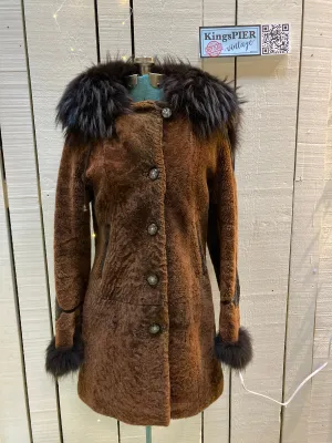 Vintage Weitral Shearling Coat with Fur Trim, Made in Russia