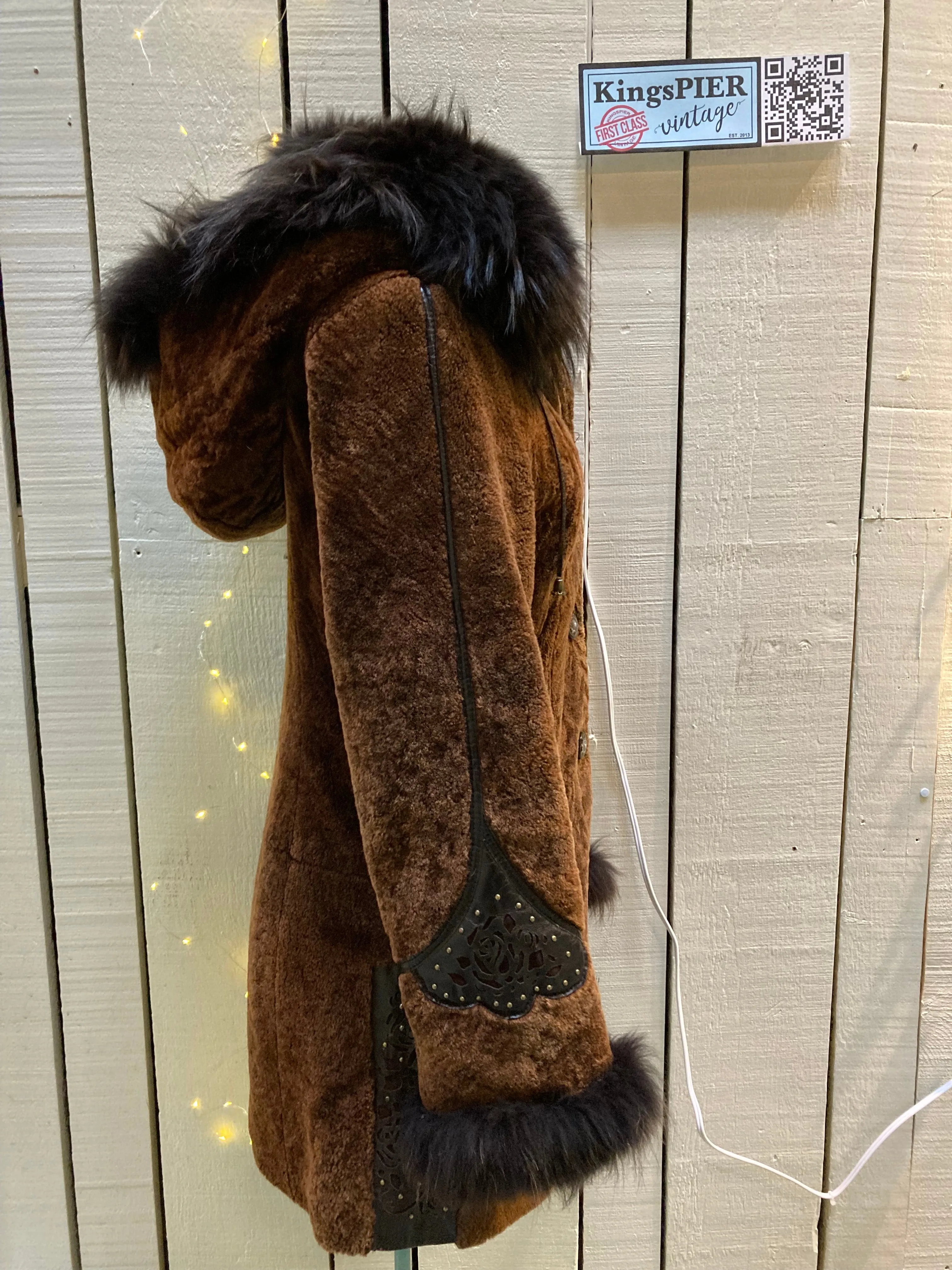 Vintage Weitral Shearling Coat with Fur Trim, Made in Russia