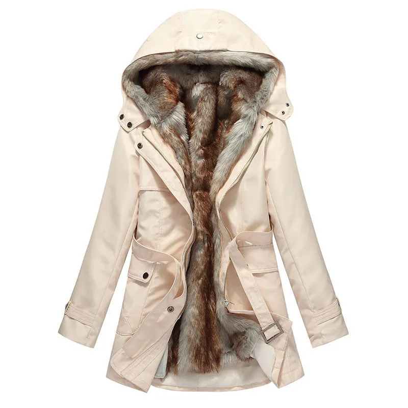 Warm Long Coat With Faux Fur Lining