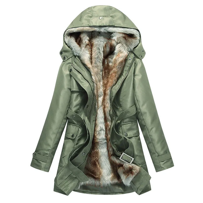 Warm Long Coat With Faux Fur Lining