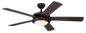 Westinghouse 7230100 Indoor Outdoor Ceiling Fan with Dimmable LED Light Fixture - 52 inch - Espresso Finish - Espresso ABS Blades - Frosted Glass