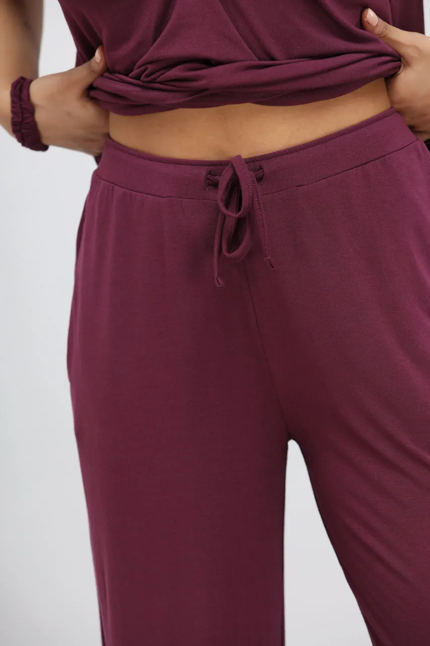 Wine Modal Flared Lounge Pant