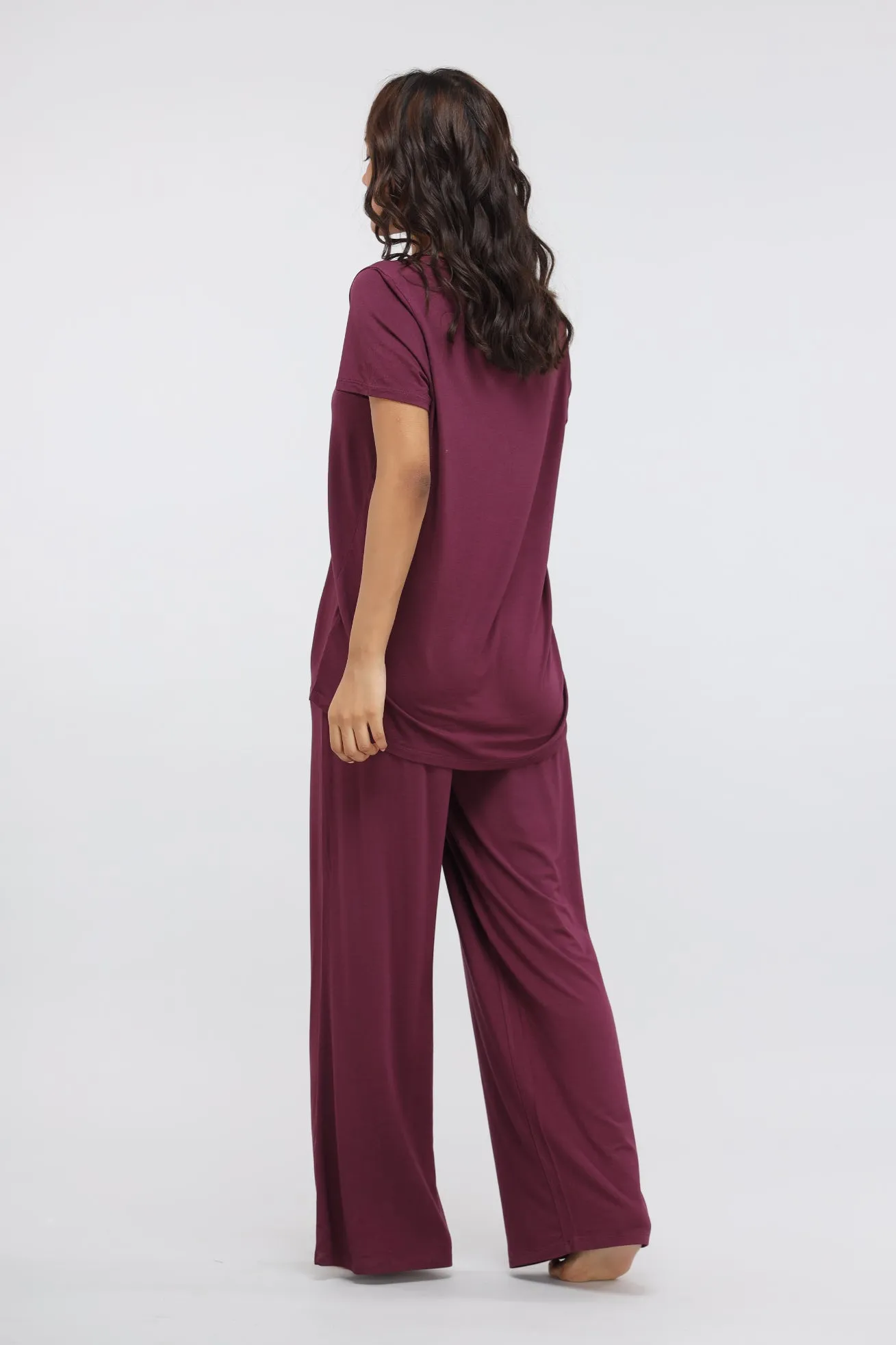 Wine Modal Flared Lounge Pant