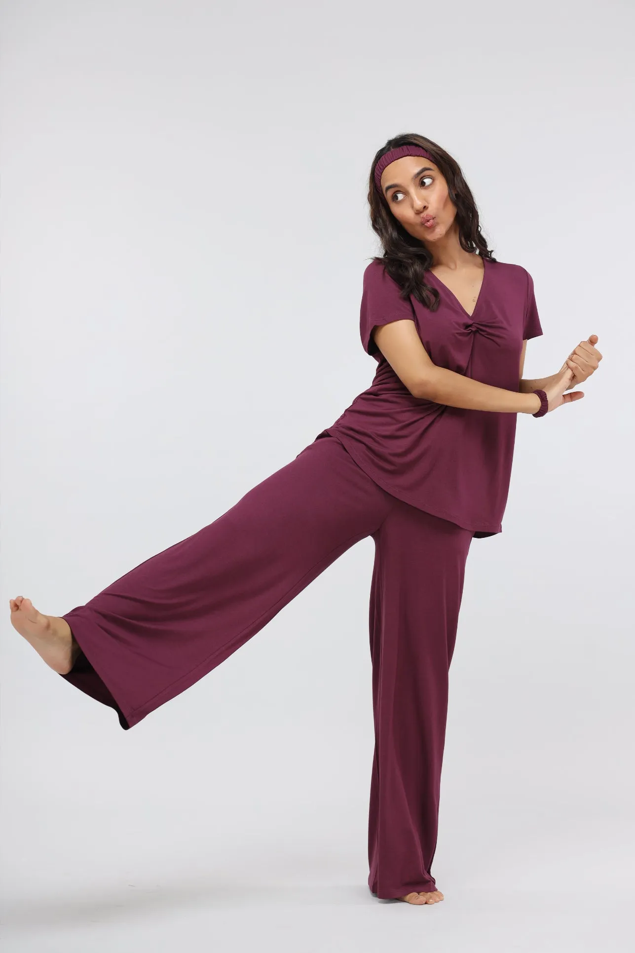 Wine Modal Flared Lounge Pant
