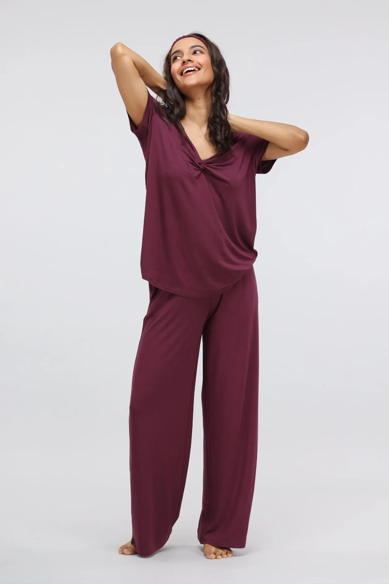 Wine Modal Flared Lounge Pant