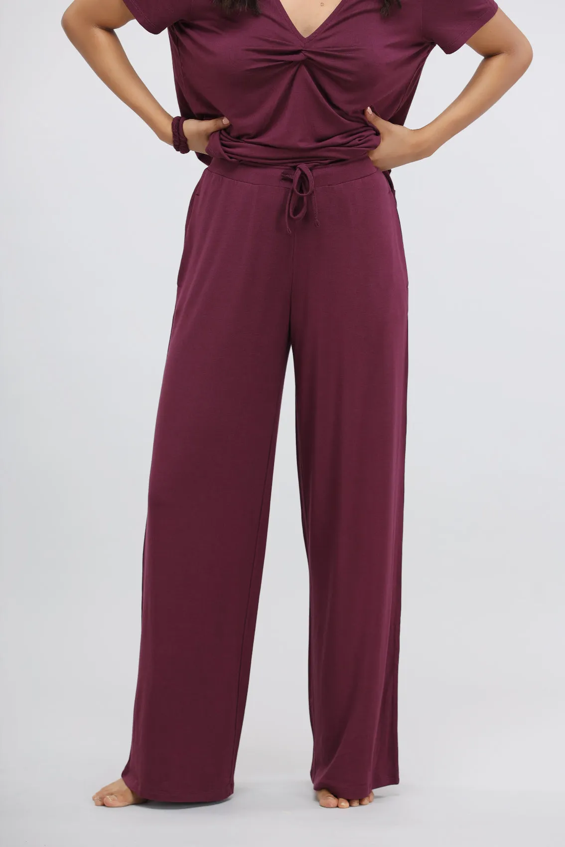 Wine Modal Flared Lounge Pant
