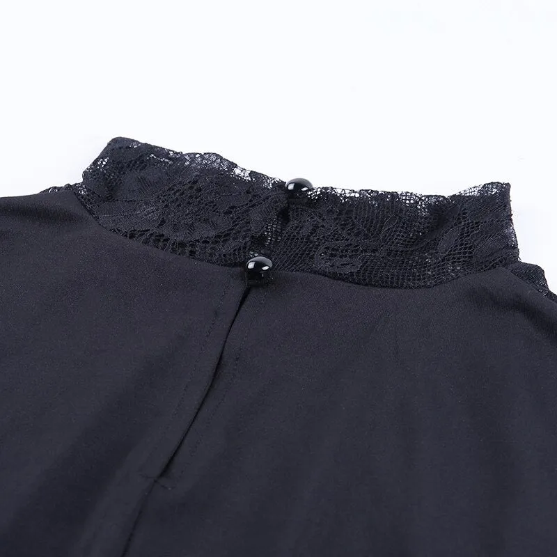 Women's Autumn V-Neck Lace Long Sleeve Ruched Slim Dress