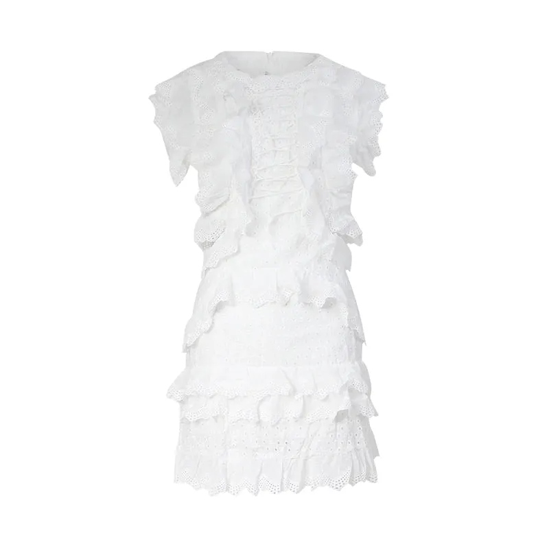 Women's High-Waist A-Line Sleeveless Lace Dress