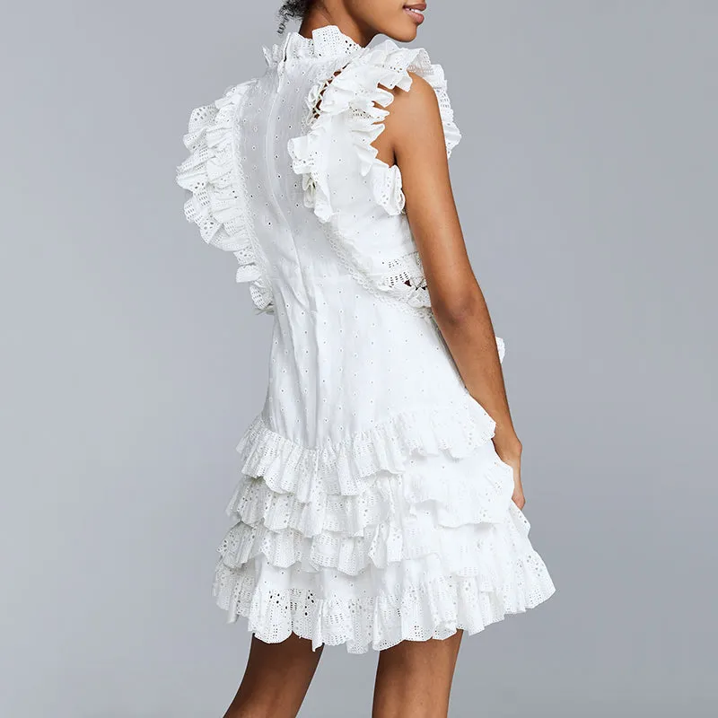Women's High-Waist A-Line Sleeveless Lace Dress