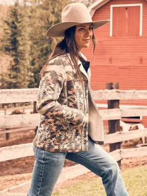 Women's Sherpa Lined Southwestern Barn Jacket - Grey Geo