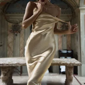 Women's Soft Satin Backless Maxi Dress