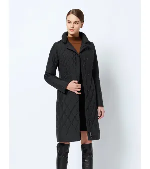 Women's Spring/Autumn Warm Thin Quilted Long Coat With Standing Collar