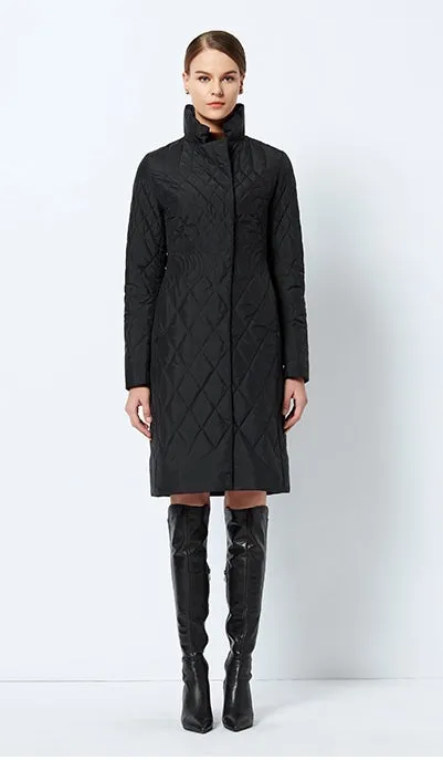 Women's Spring/Autumn Warm Thin Quilted Long Coat With Standing Collar
